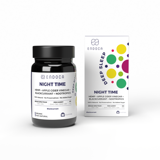 Jeleuri CBD+CBN, Endoca, NIGHT TIME, Coacaze negru, 1500mg