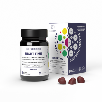 Jeleuri CBD+CBN, Endoca, NIGHT TIME, Coacaze negru, 1500mg