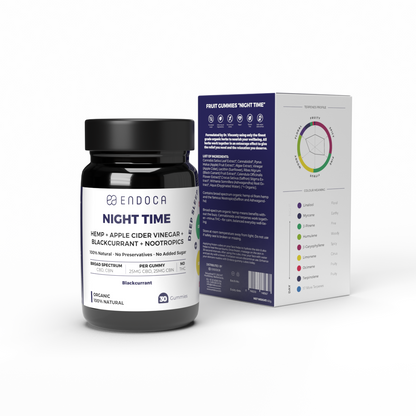 Jeleuri CBD+CBN, Endoca, NIGHT TIME, Coacaze negru, 1500mg