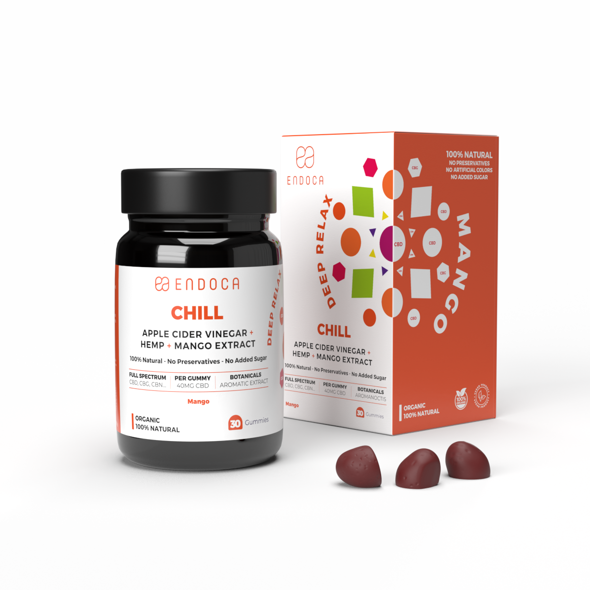 Jeleuri CBD, Endoca, CHILL, Mango, 1200mg