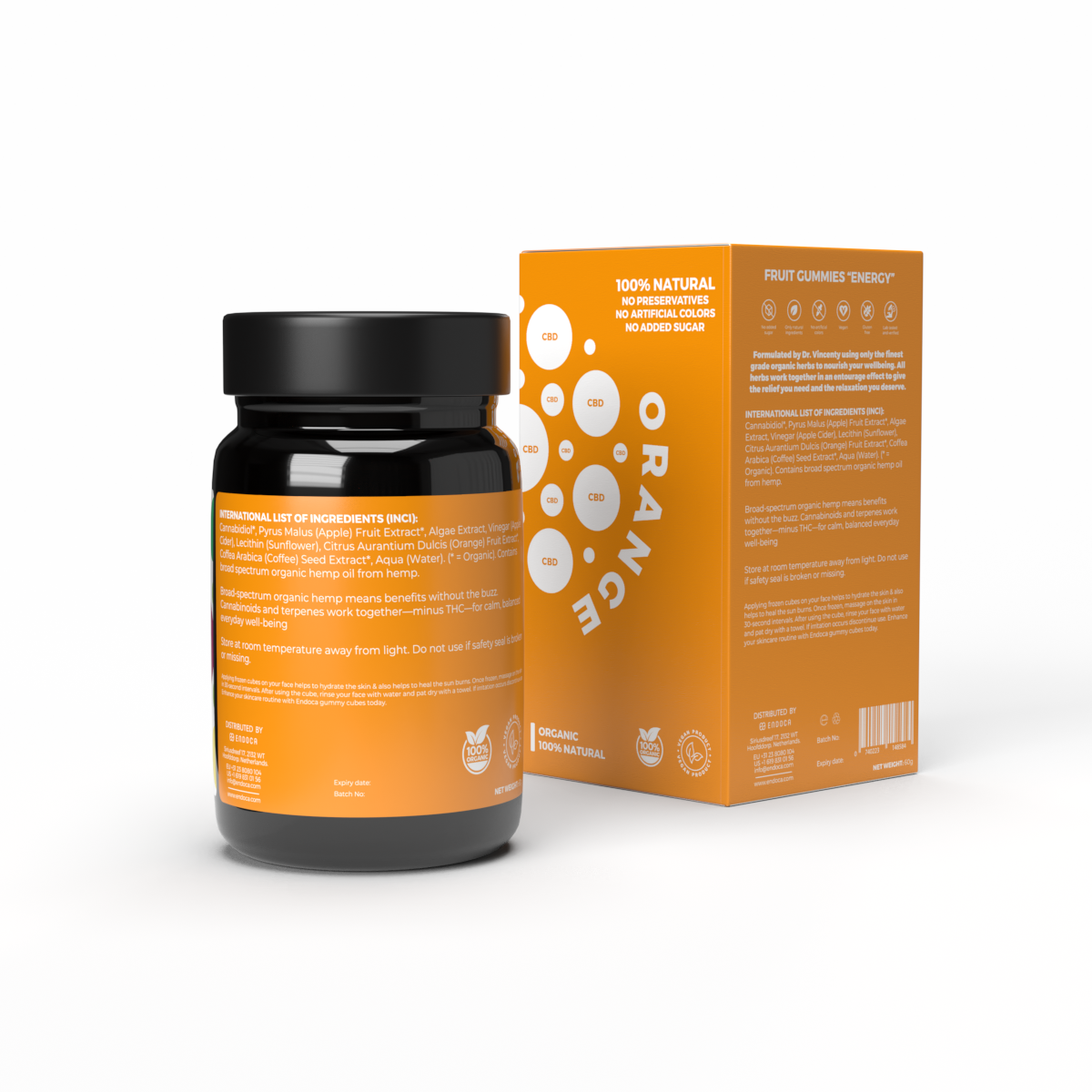 Jeleuri CBD, Endoca, ENERGY, Portocale, 1800mg