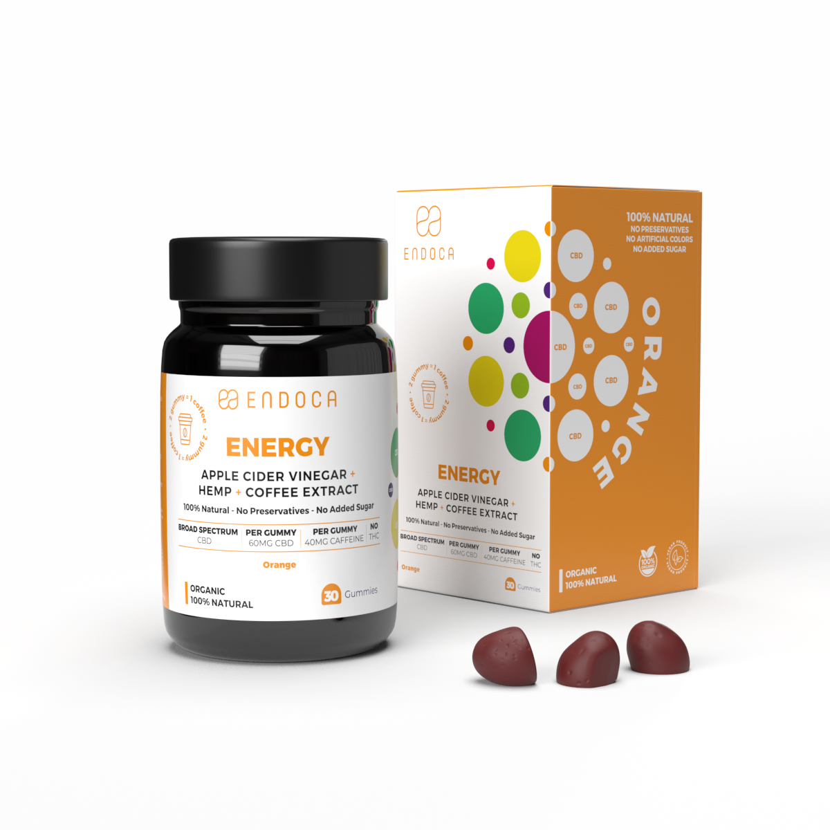 Jeleuri CBD, Endoca, ENERGY, Portocale, 1800mg