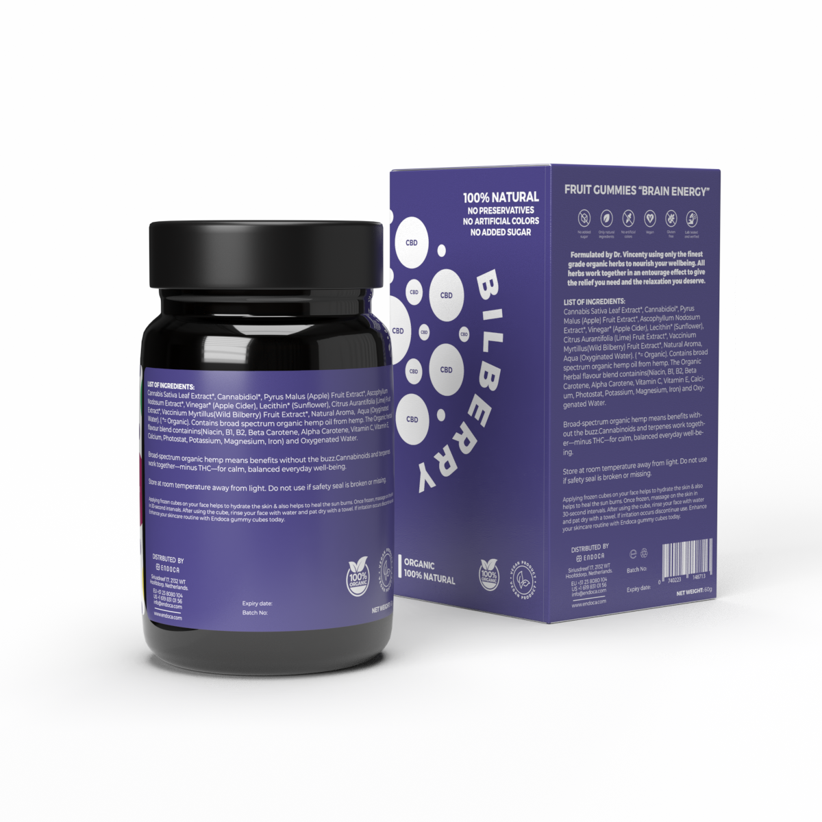 Jeleuri CBD, Endoca, BRAIN ENERGY, Bilbery, 1200mg