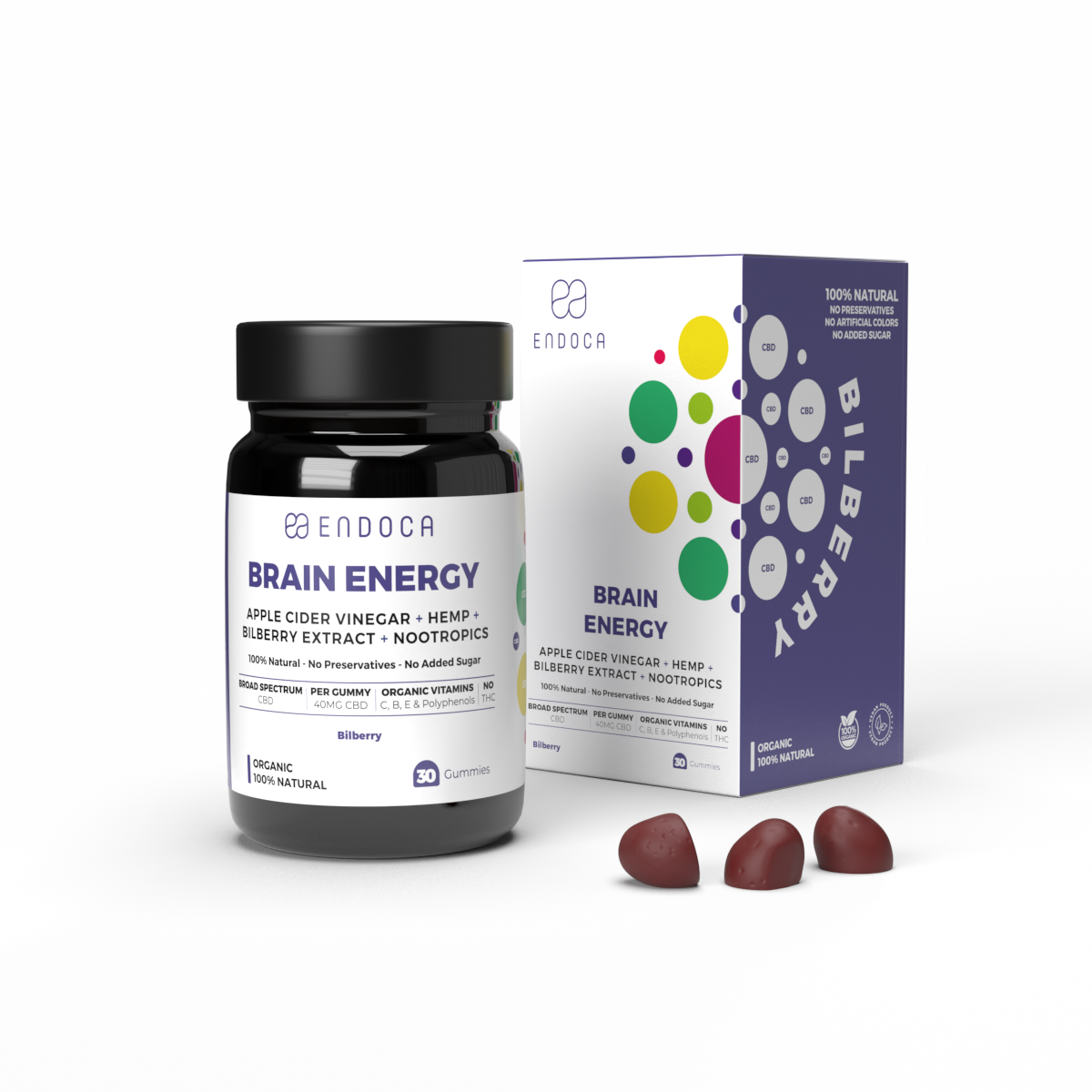 Jeleuri CBD, Endoca, BRAIN ENERGY, Bilbery, 1200mg