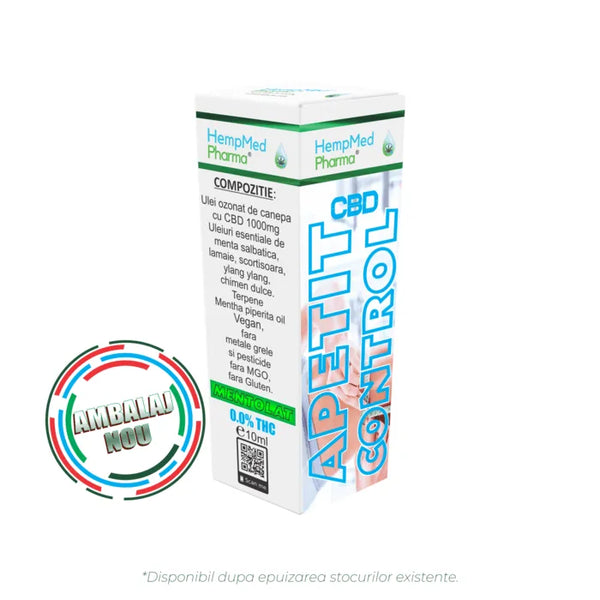 Ulei de Canepa Ozonat CBD 1000mg, Apetite Control, HempMedPharma, 10ml