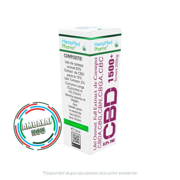 Ulei de Canepa Ozonat CBD 15%, 1500mg, HempMedPharma, 10ml