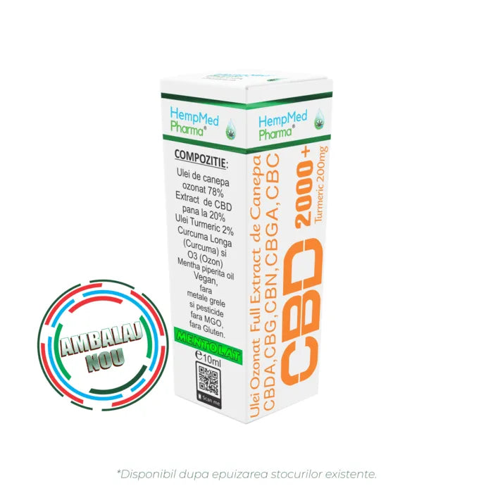 Ulei de Canepa Ozonat CBD 20%, 2000mg, HempMedPharma, 10ml