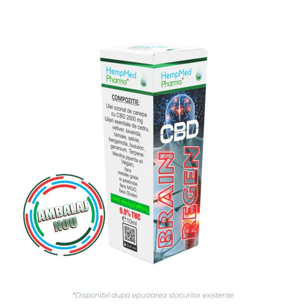 Ulei de Canepa Ozonat CBD 2000mg, Brain Regen, HempMedPharma, 10ml