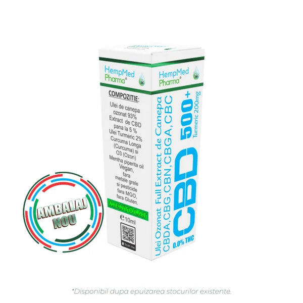 Ulei de Canepa Ozonat CBD 5%, 500mg, HempMedPharma, 10ml